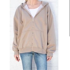 Sold out brandy Melville tan oversized hoodie zip up